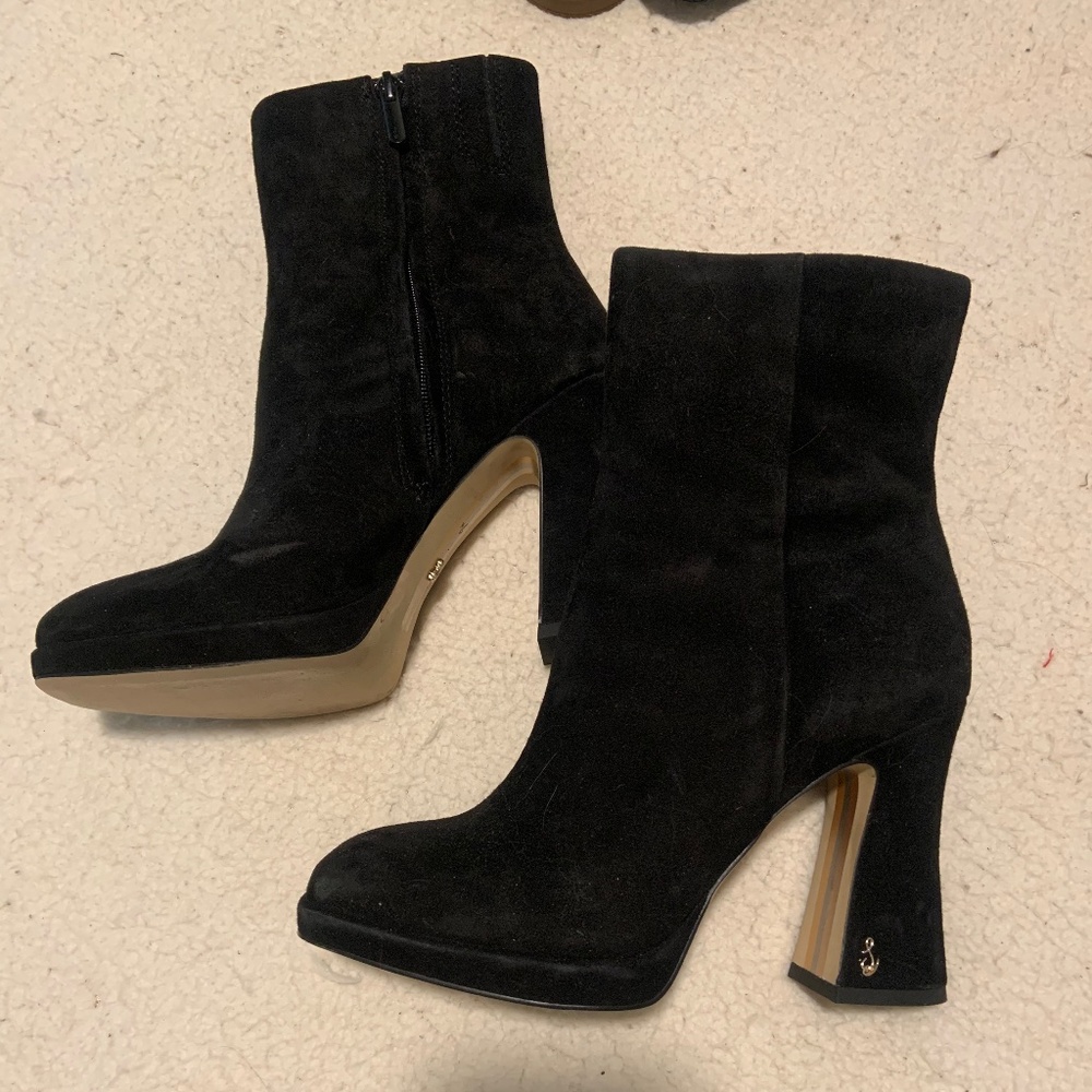 Sam Edelman Black Suede Heel Booties *Like New*